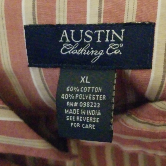 EUC Light Red and Tan Striped Button Down Shirt - Picture 3 of 5